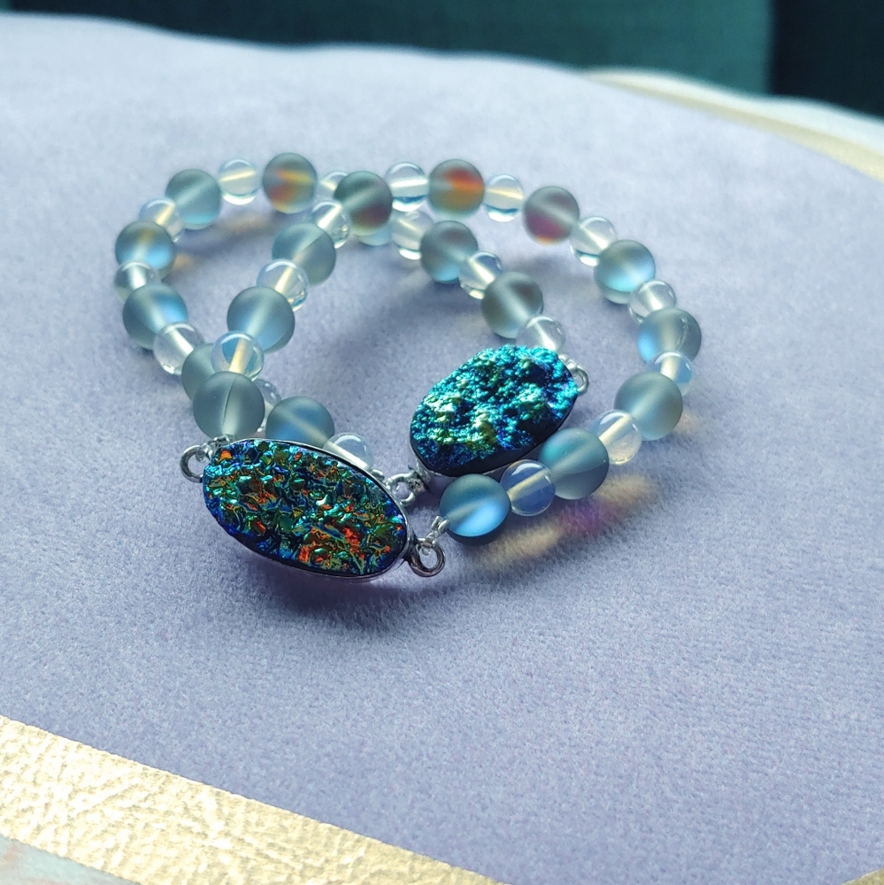 Opalite titanium druzy bracelet